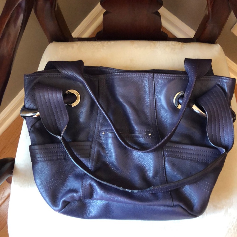 Dark Plum b. makowski glove leather shoulder bag